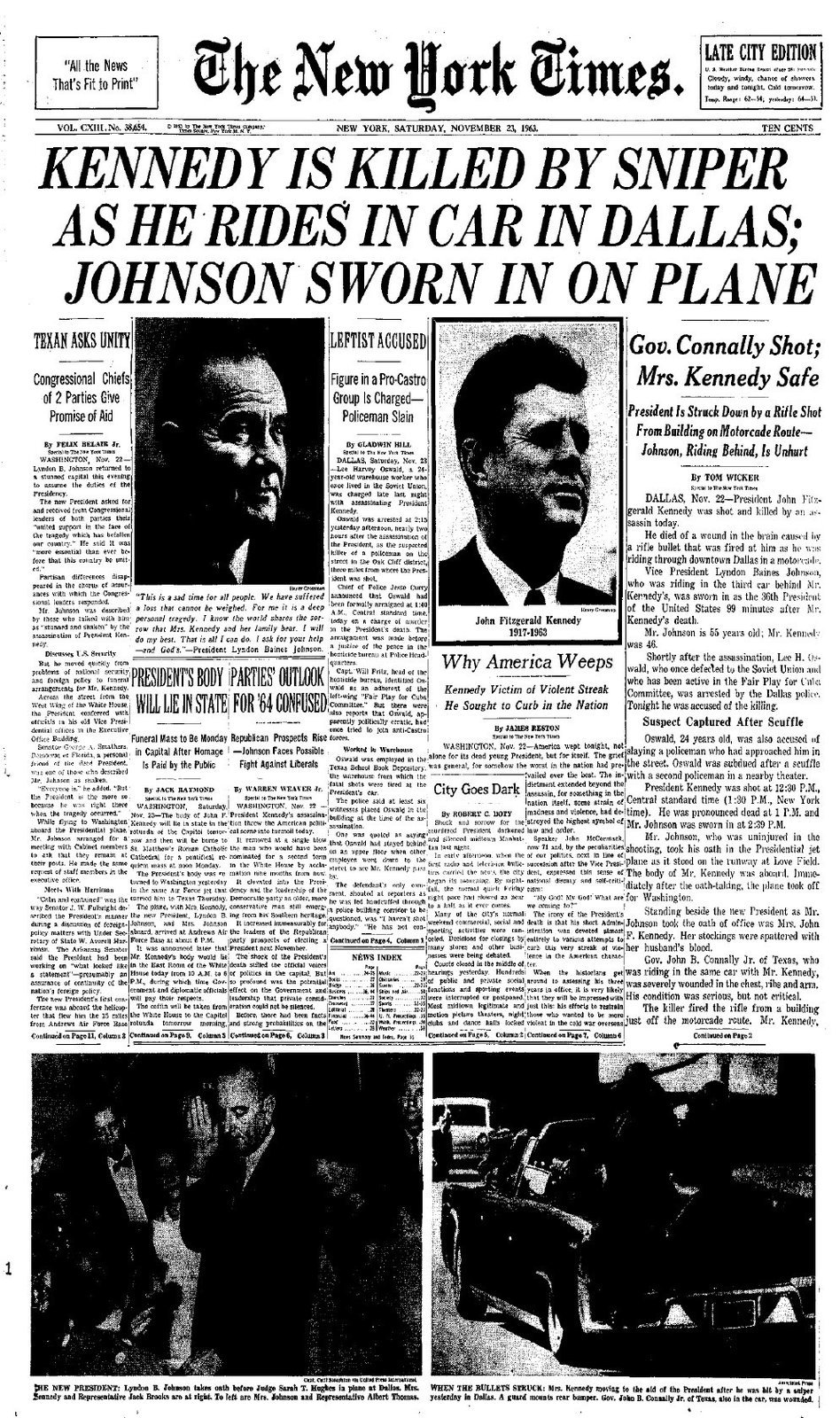 Po atentátu na Kennedyho psal deník The New York Times, že měl Oswald vazby na Sovětský svaz.