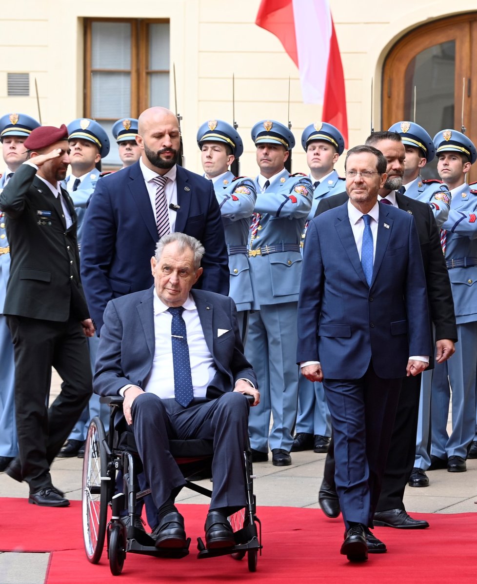 Izraelský prezident Jicchak Herzog a český prezident Miloš Zeman (11. 7. 2022)