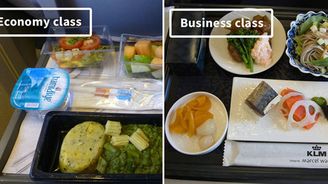 Luxus versus bída v oblacích. Jaký je rozdíl mezi jídlem v ekonomické a první třídě? 