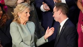 Jill Bidenová a švédský premiér Ulf Kristersson v Kapitolu (7. 3. 2024).