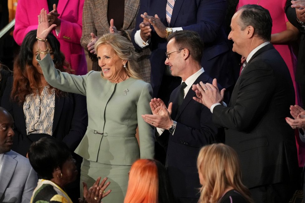 První dáma a druhý gentleman USA vítali švédského premiéra a jeho zemi v NATO (7. 3. 2024).