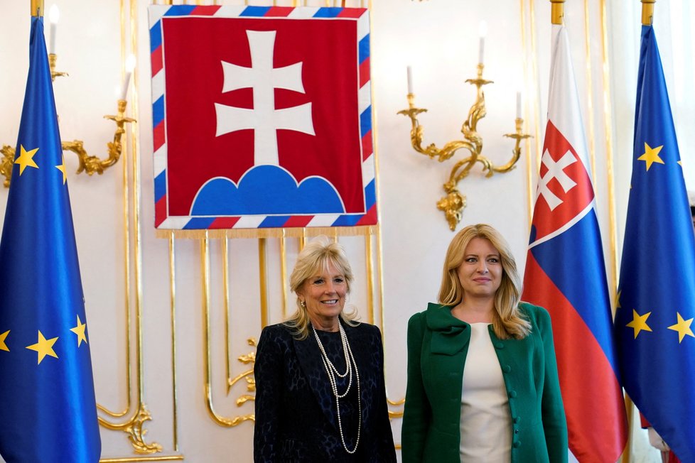 První dáma USA Jill Bidenová navštívila Slovensko, přijala ji prezidentka Čaputová (9.5.2022).