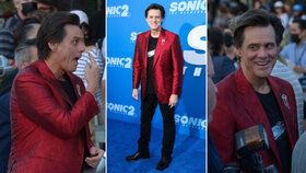 Jim Carrey si užíval premiéru filmu Ježek Sonic 2.