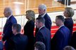 Bidenovi a Clintonovi na pohřbu Rosallyn Carterové (28. 11. 2023).