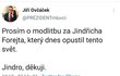 Tweet Jiřího Ovčáčka o údajném úmrtí Jidřicha Forejta.