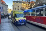 V Jindřišské ulici v centru Prahy srazila tramvaj chodce. (3.3.2023)