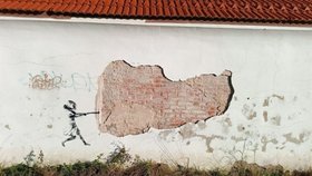 V Jinočanech u Prahy se objevilo graffity navlas stejné jako ty od Banksyho