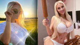 Česká Barbie Jiráčková provokuje uprostřed pole: Bradavky jí prosvítají pod tričkem!