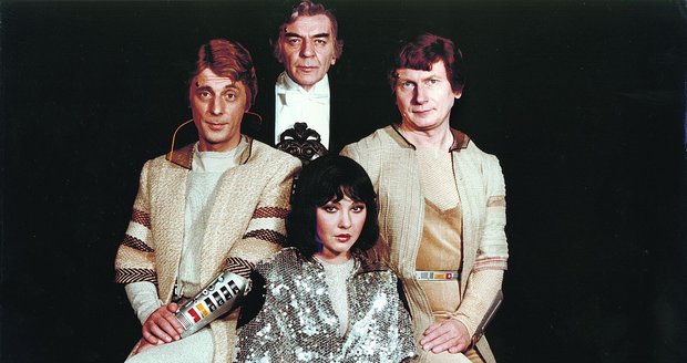 1983: Návštěvníci Jiří Datel Novotný, Josef Bláha (uprostřed), Josef Dvořák a Dáda Patrasová