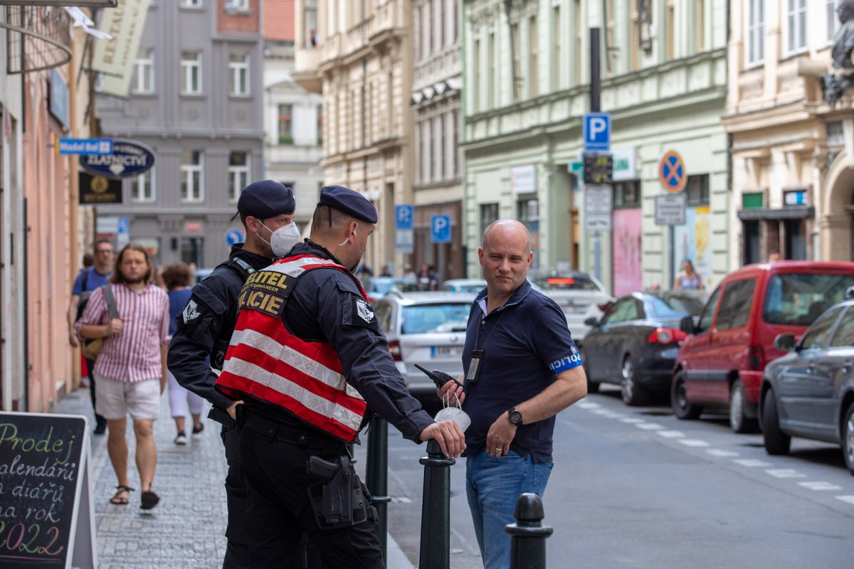 Palackého ulice v centru Prahy, kde byl Jiří Dvořák dopaden. 