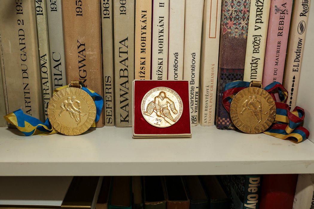 Knihovna skrývá část sbírky medailí z šampionátů.  