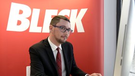 Jiří Ovčáček v redakci Blesk.cz
