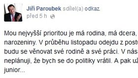 Expremiér Jiří Paroubek ohlásil úplný konec v politice!