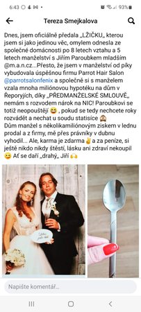 Exmanželka Jiřího Paroubka ml. Tereza se rozepsala o rozvodu