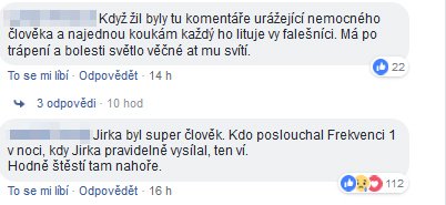 Reakce fanoušků na smrt Jiřího Pomeje, který zemřel na rakovinu.