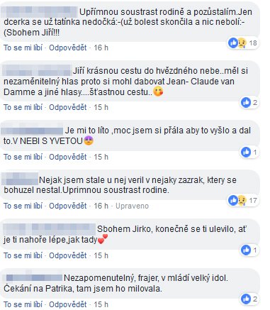 Reakce fanoušků na smrt Jiřího Pomeje, který zemřel na rakovinu.