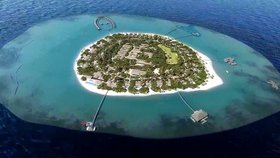 Letecký pohled na Šmejcův ostrov v Indickém oceánu