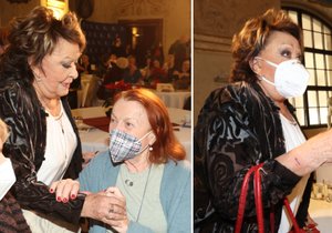 Zděšená Jiřina Bohdalová (90) na tiskovce ČT: Bez roušky líbala tři »sudičky« v respirátorech