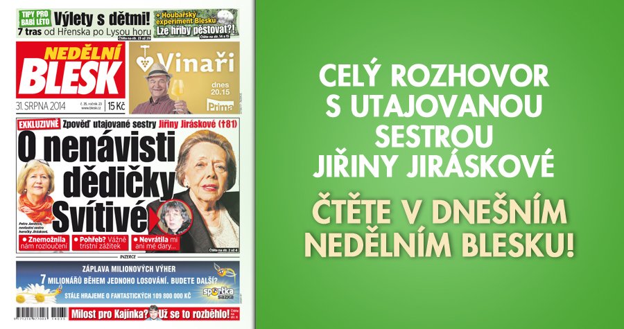 Celý rozhovor naleznete v dnešním Nedělním Blesku!