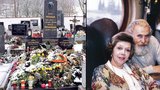 Jirásková a Podskalský měli jubilea: Hroby zasypaly květiny a svíčky