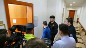 Eskorta přivádí obviněného v případu požáru v Jirkově