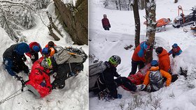 Mladíka v Jizerských horách zranil padající led: Vrtulník mu pomoci nemohl