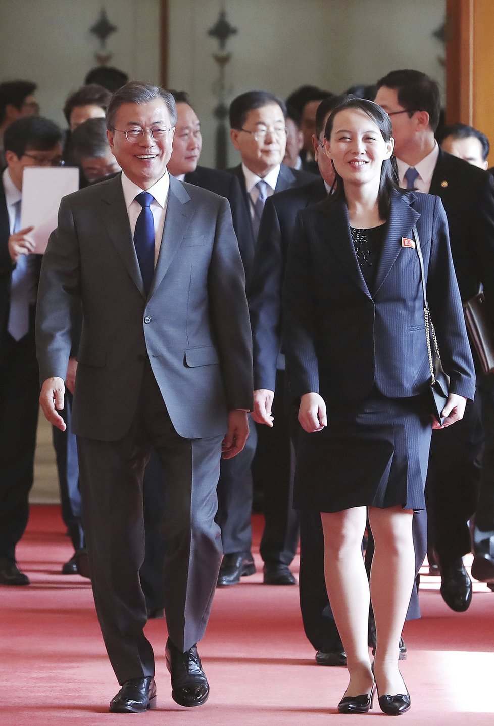 Sestra severokorejského diktátora Kim Jo-čong a jihokorejský prezident Mun Če-in.