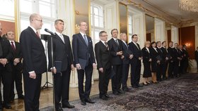 Bohuslav Sobotka při složení slibu svého kabinetu