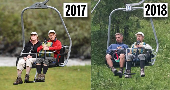 Angela Merkelová letos manžela Joachima Sauera na dovolenou do jižního Tyrolska nedoprovodila, její místo na lanovce zaujal jeho syn z prvního manželství