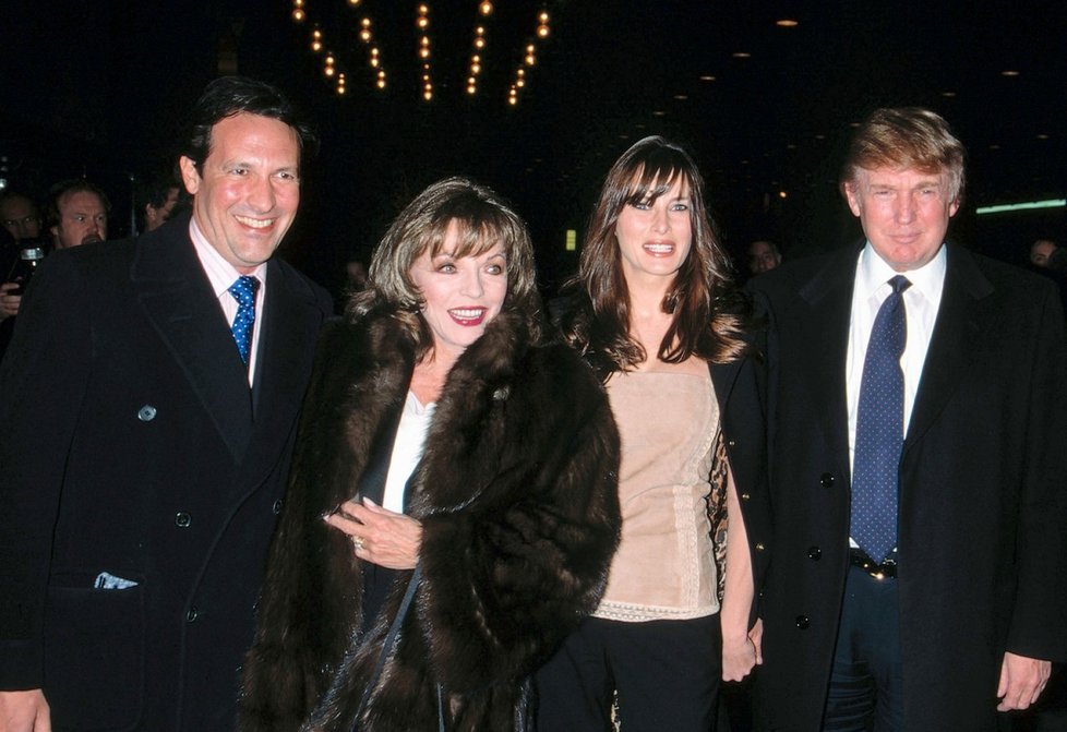 Joan Collins s Percym Gibsonsem a Donald Trump s Melanií