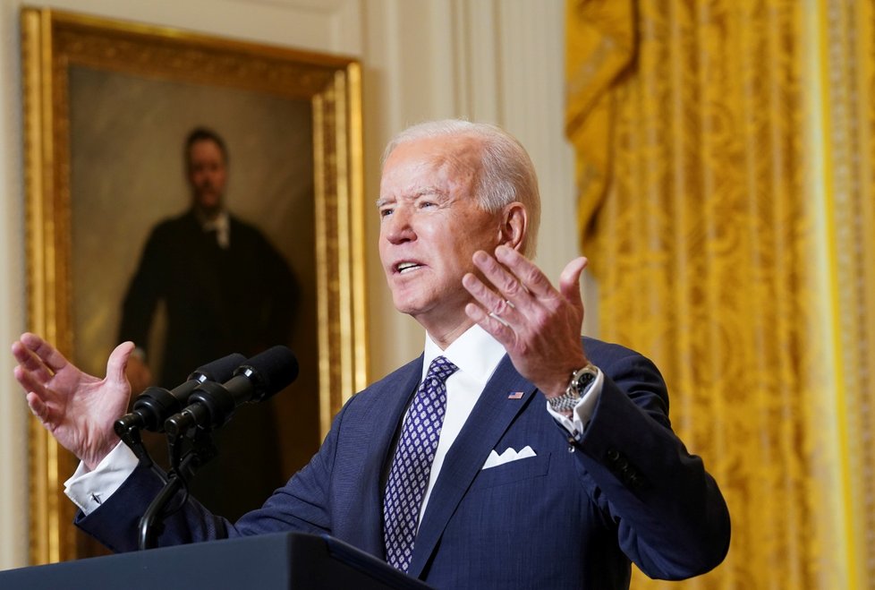 Americký prezident Joe Biden se zúčastnil Mnichovské bezpečnostní konference na dálku z Bílého domu (19. 2. 2021)