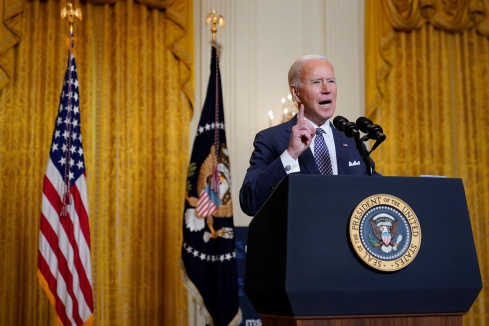 Americký prezident Joe Biden se zúčastnil Mnichovské bezpečnostní konference na dálku z Bílého domu (19. 2. 2021).