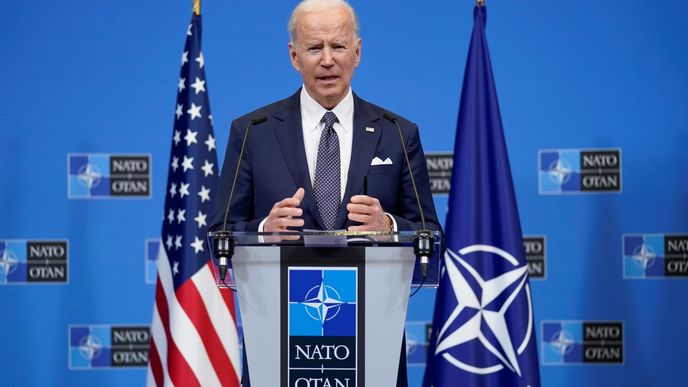 Americký prezident Joe Biden na summitu NATO v Bruselu (24.3.2022)