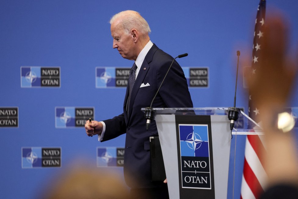 Americký prezident Joe Biden na summitu NATO v Bruselu (24.3.2022)