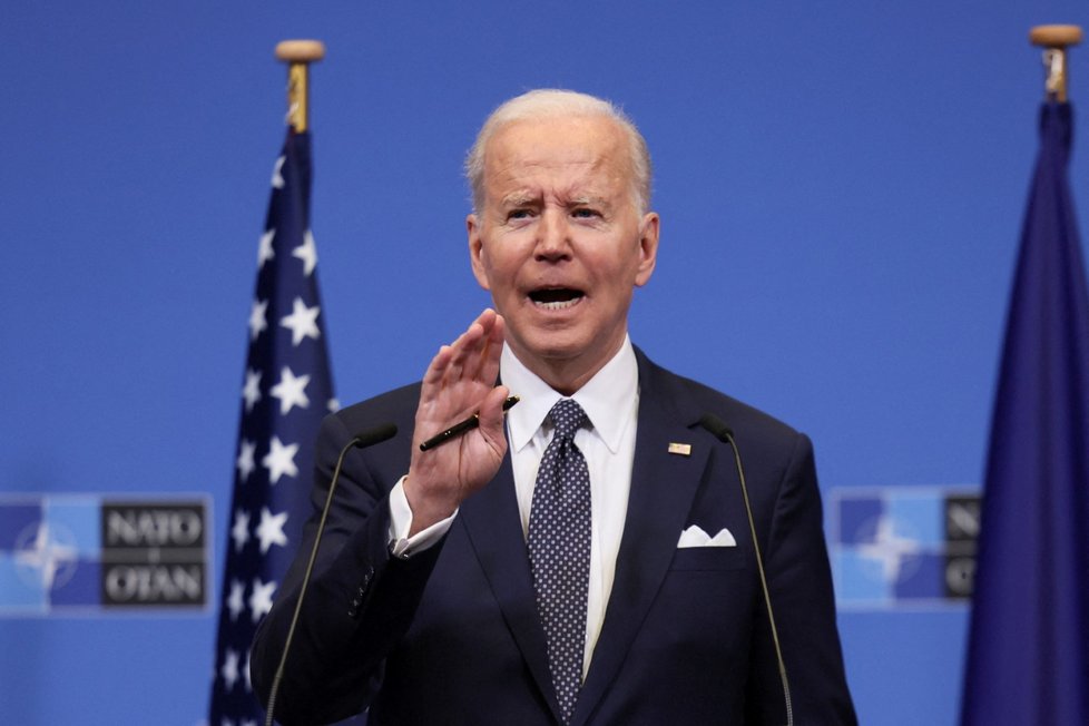 Americký prezident Joe Biden na summitu NATO v Bruselu (24.3.2022)