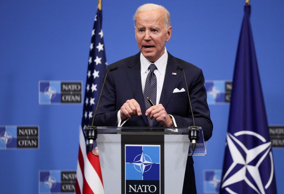 Americký prezident Joe Biden na summitu NATO v Bruselu (24.3.2022)