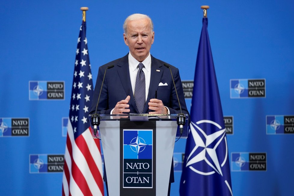 Americký prezident Joe Biden na summitu NATO v Bruselu (24.3.2022)
