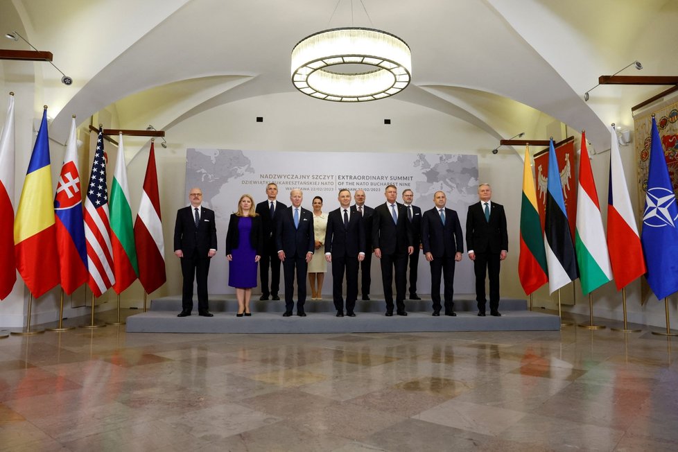 Jednání skupiny B9 ve Varšavě za účasti amerického prezidenta Joea Bidena (22.2.2023)