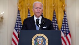 Joe Biden během projevu o situaci v Afghánistánu (