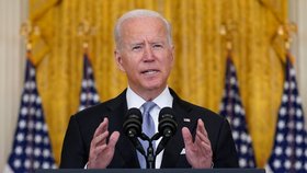 Joe Biden během projevu o situaci v Afghánistánu