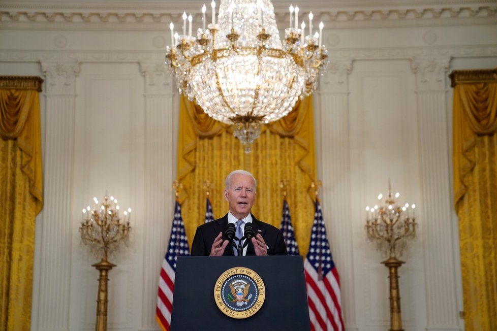 Joe Biden během projevu o situaci v Afghánistánu