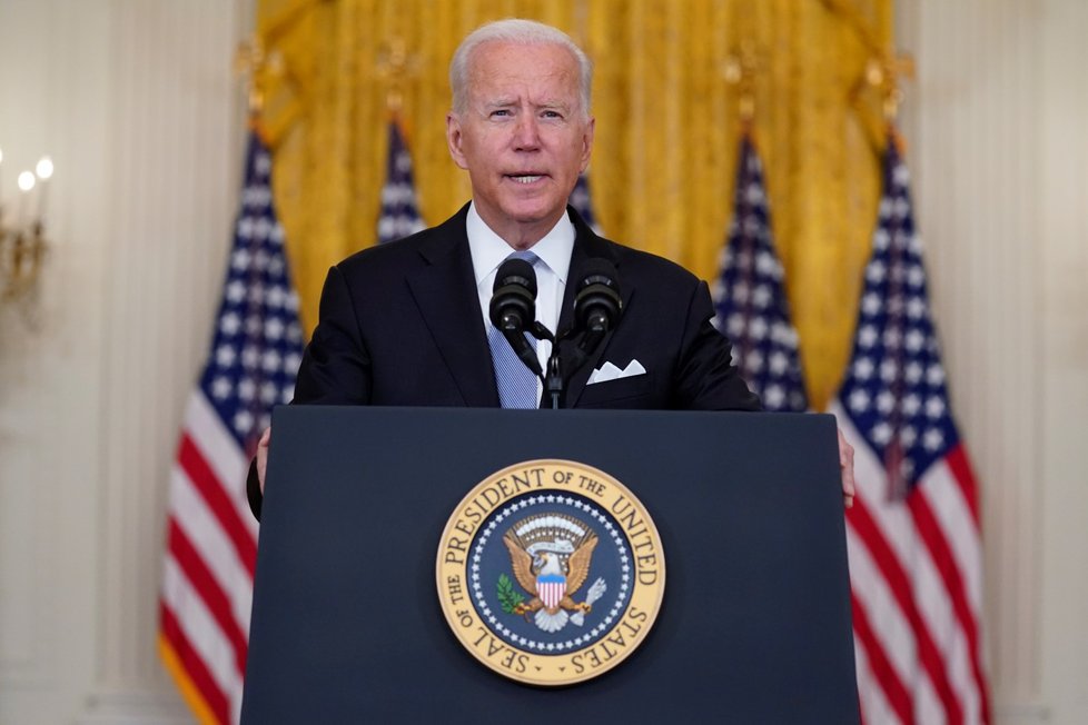 Joe Biden během projevu o situaci v Afghánistánu