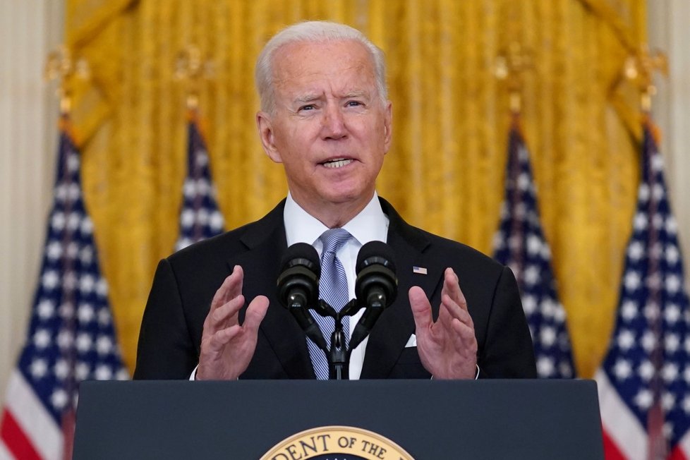 Joe Biden během projevu o situaci v Afghánistánu