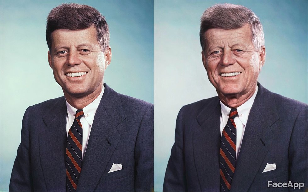 Takhle by podle FaceAppu vypadal bývalý americký prezident John F. Kennedy, kdyby se dožil důchodového věku