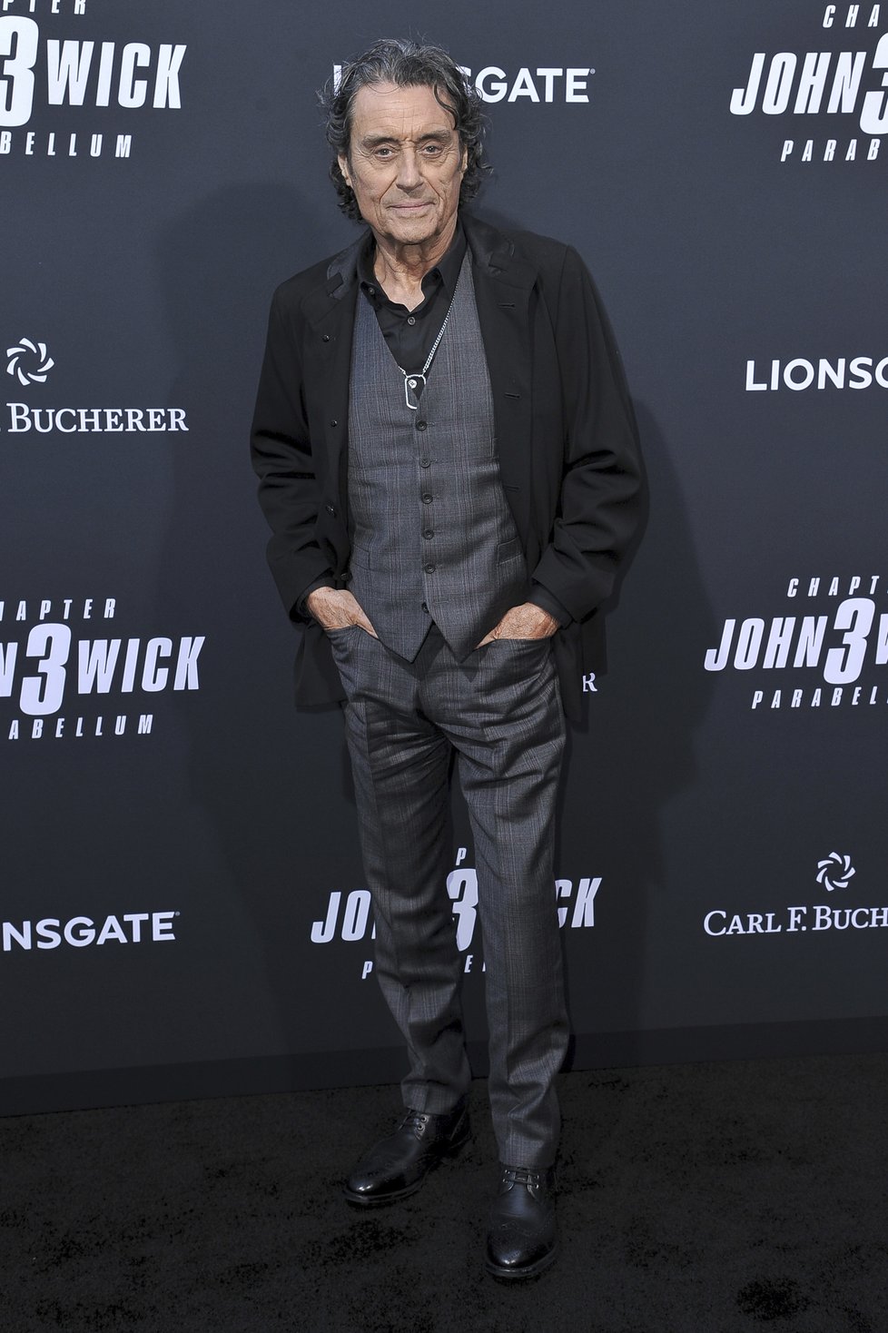 Ian McShane na premiéře snímku John Wick 3 v Los Angeles.