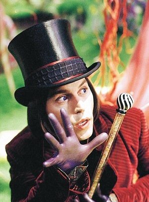 Johnny Depp jako Willy Wonka v Karlíkovi a továrně na čokoládu