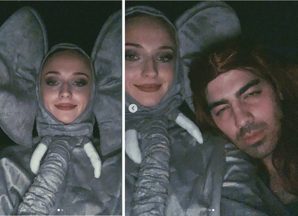 Joe Jonas v kostýmu Sansy, Sophie Turnerová jako slon