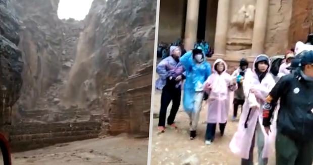 Crazy footage from iconic temple: Jordan's Petra hit by floods