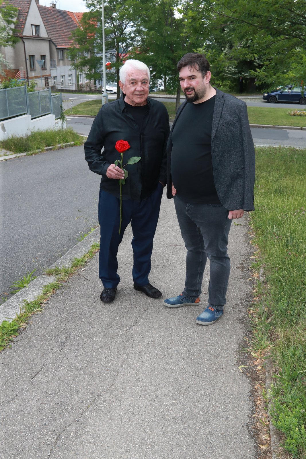 Jiří Krampol s režisérem Tomášem Magnuskem.