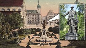 Původní sousoší stávalo na dnešním Moravském náměstí. V roce 1919 pomník strhli legionáři, socha císaře, dílo Antona Breneka, dnes stojí v parku psychiatrické léčebny v Brně-Černovicích.